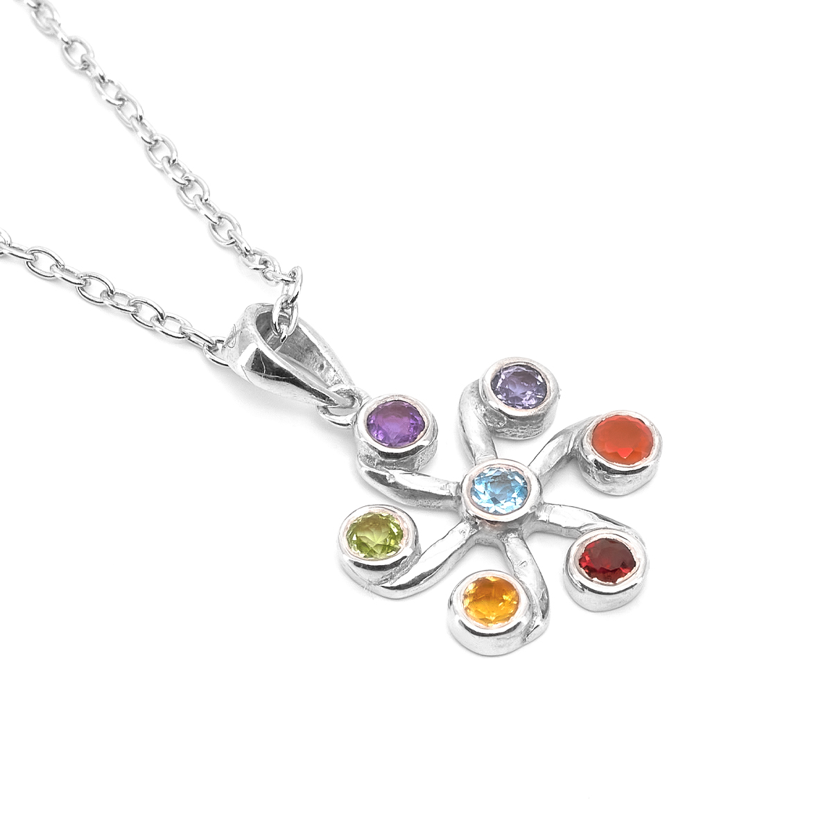 Pendentif univers argent Sattva en pierres naturelles